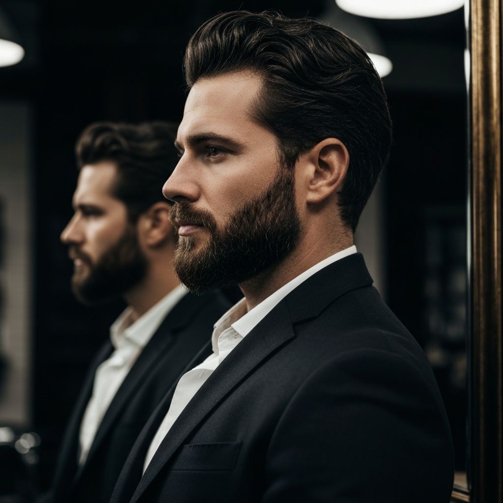 Expertly sculpted beard with sharp defined edges